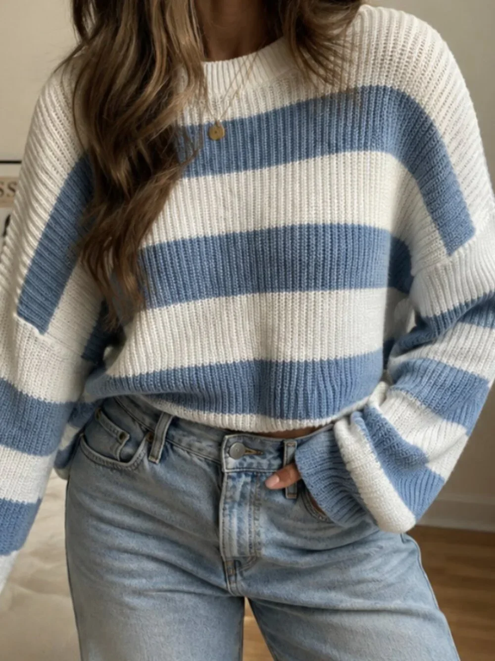 Sincerely Jules Blue & White Striped Knit Sweater
